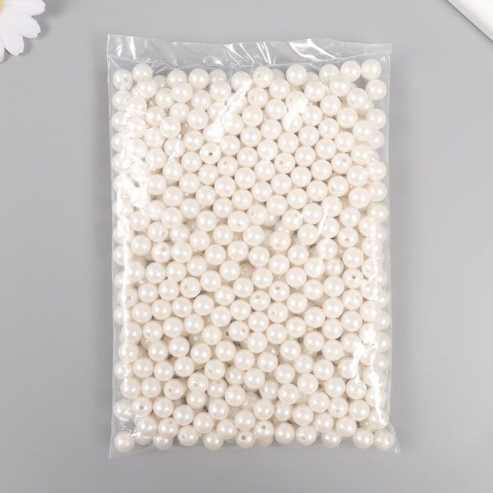Набор бусин "Жемчуг" d 10 мм, 250 гр, белый