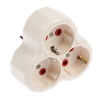 Разветвитель, 3 розетки, 16А, с з/к, белый Разветвитель, 3 розетки, 16А, с з/к, белый