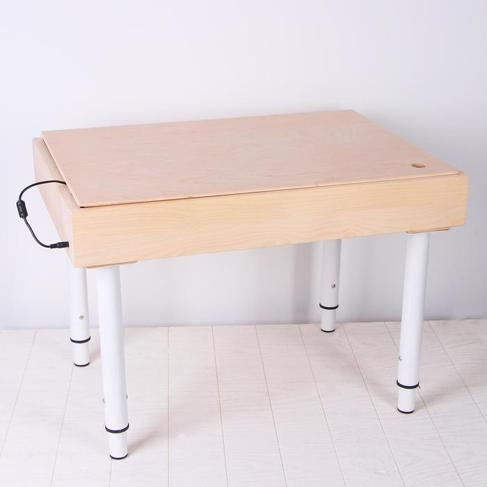 Стол для рисования песком с цветной подсветкой, 50 × 70 см и крышкой + гребень и трафарет Стол для рисования песком с цветной подсветкой, 50 × 70 см и крышкой + гребень и трафарет