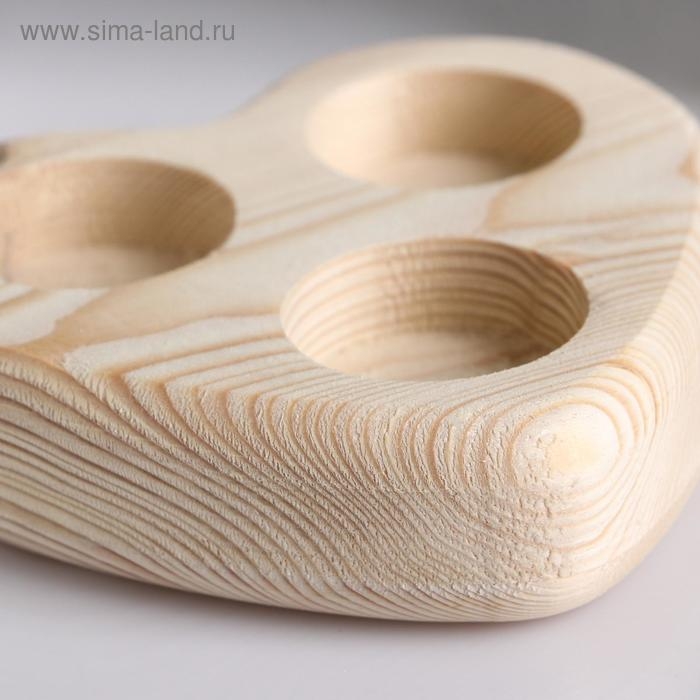 Подсвечник деревянный под 3 свечи "Сердце", МАССИВ, 12.5&times;12&times;3 см
