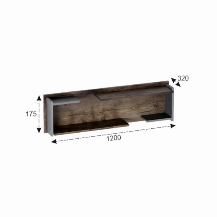 Полка навесная "Глазго", 1200х175х320, Металл Бруклин/Таксония