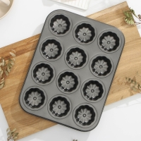 Форма для выпечки Доляна «Неженка», 35×26,5×2,3 см, 12 ячеек, антипригарное покрытие, цвет чёрный Форма для выпечки Доляна «Неженка», 35×26,5×2,3 см, 12 ячеек, антипригарное покрытие, цвет чёрный