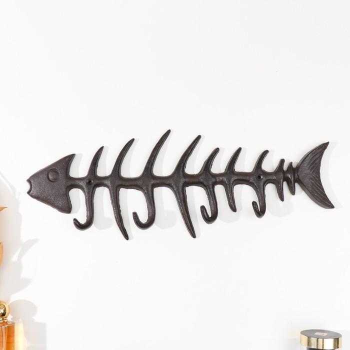 Крючки декоративные чугун "Рыбий скелет" 46х16 см
