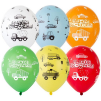 Шар латексный 14" &laquo;С ДР. Машинки&raquo;, пастель, набор 25 шт., МИКС