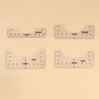 Набор линеек для раскроя горловины, 4 шт, 25,4 &times; 6,35/8,9/11,5/12,7 см, цвет прозрачный