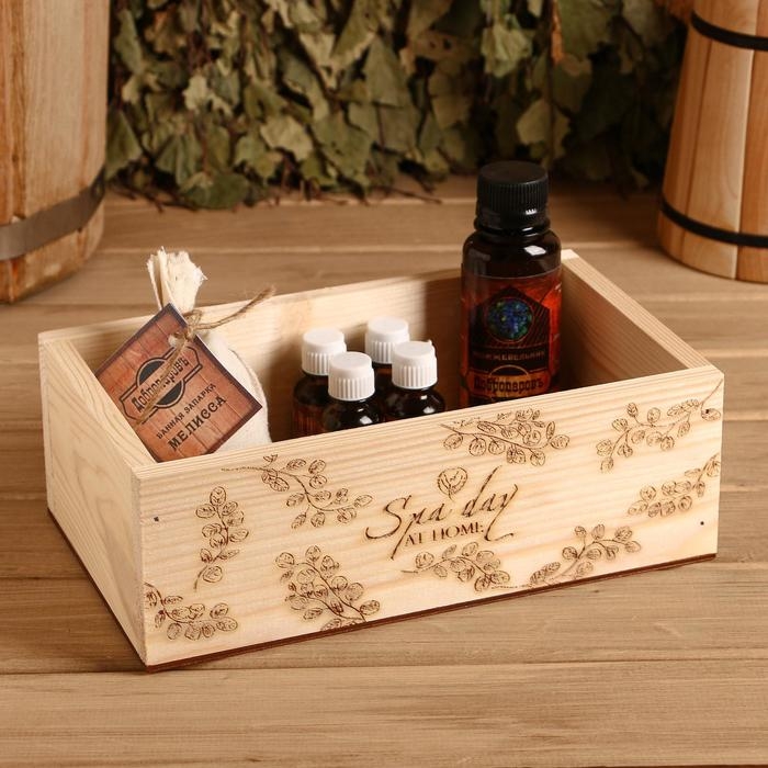 Ящик деревянный "Spa day at home", 24.5&times;14&times;8 см, микс