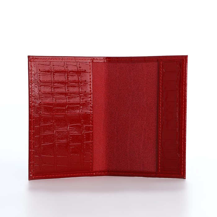Обложка для паспорта, 5 карманов для карт, крокодил, цвет красный