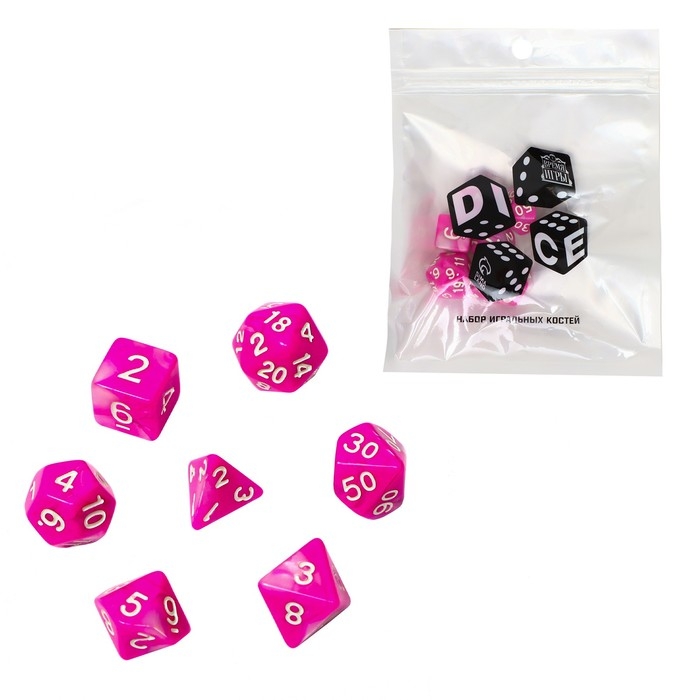 Набор кубиков для D&D (Dungeons and Dragons, ДнД) Набор кубиков для D&D (Dungeons and Dragons, ДнД) "Время игры. Рубеллит", серия: D&D, 7 шт