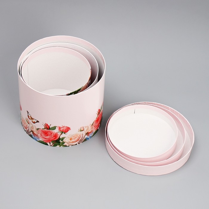 Набор шляпных коробок 3 в 1, упаковка подарочная, &laquo;Самой прекрасной&raquo;, 16 х 16 х 14‒20 х 20 х 17 см