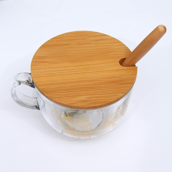 Кружка стеклянная &laquo;Листья&raquo;, 400 мл