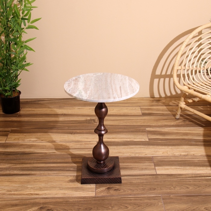 Стол кофейный 41х41х56 см, алюминий/мрамор Стол кофейный 41х41х56 см, алюминий/мрамор