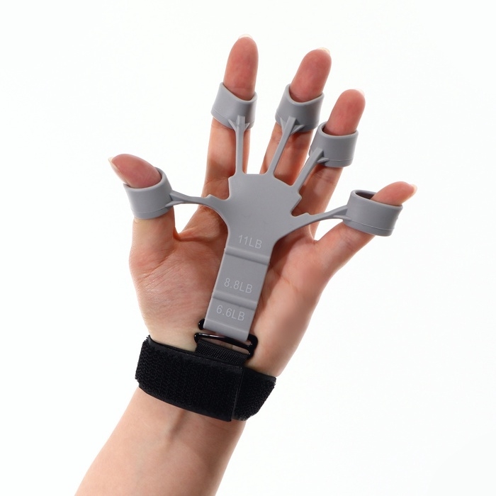 Массажёр для разработки рук и пальцев, с манжетом, 8 &times; 14 &times; 2,8 см, цвет серый