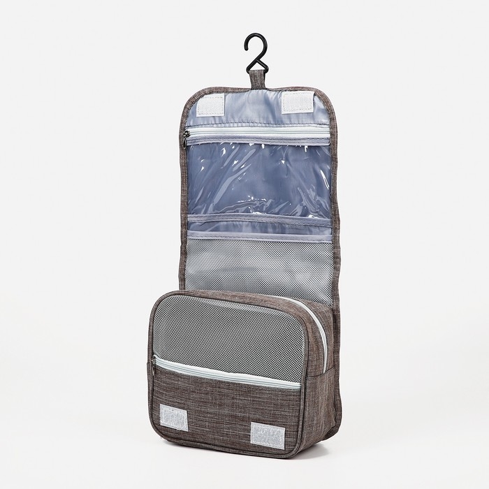 Косметичка-несессер на липучках, с крючком, цвет коричневый Косметичка-несессер на липучках, с крючком, цвет коричневый