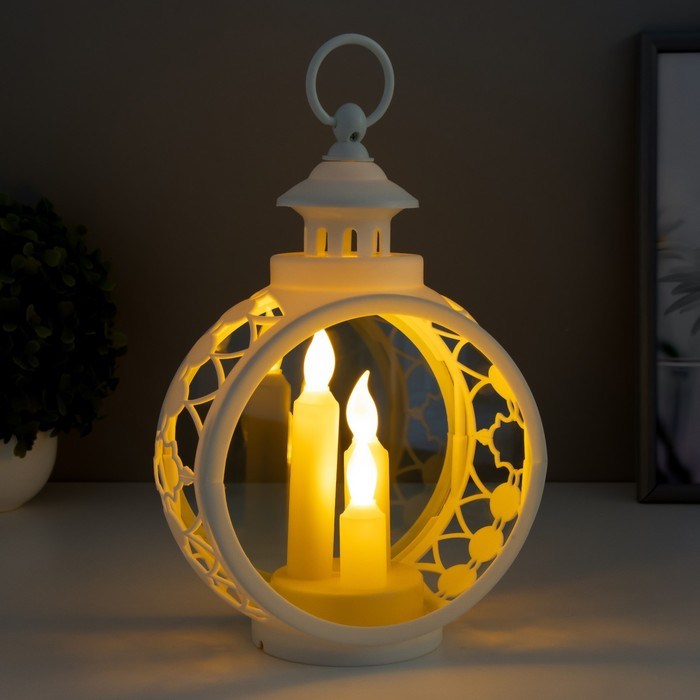 Ночник Ночник "Свечи" LED белый 9,7х16,5х25 см, батарейки AAAх2 (не в комплекте), свечение желтое