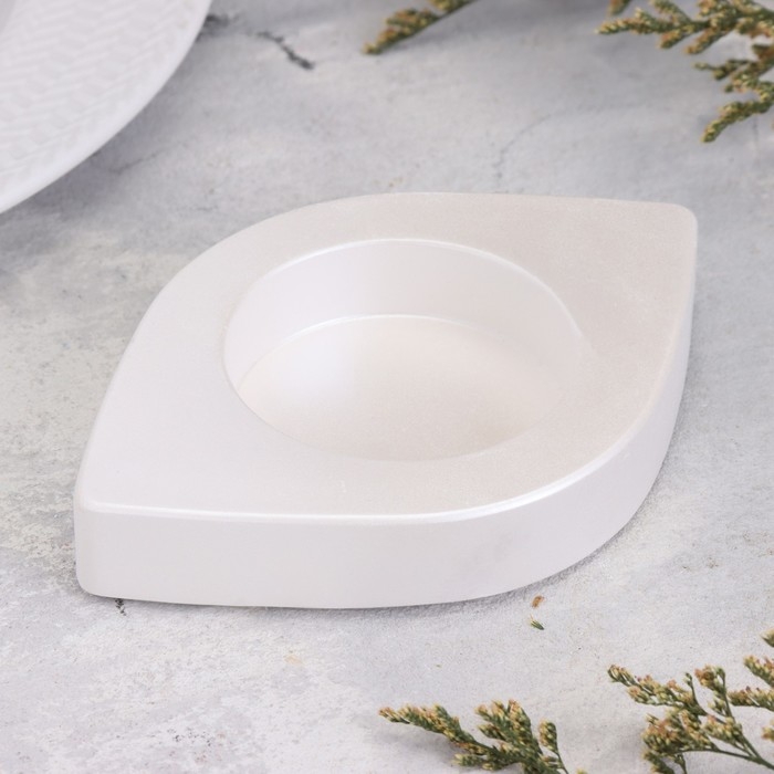 Подсвечник Подсвечник "Глаз. Мрамор" из гипса, 14,5х9,5х2см,белый перламутр