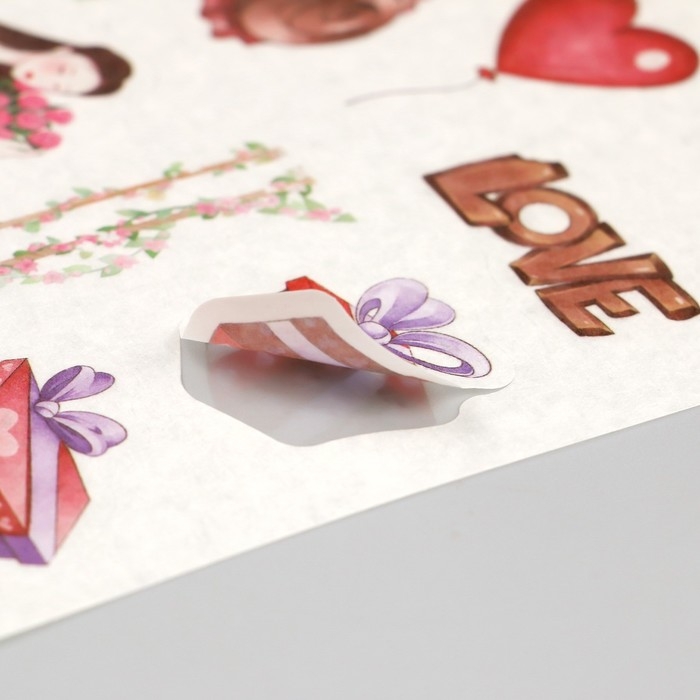 Наклейка бумага Наклейка бумага "Романтика для двоих" набор 6 листов 18,6х10 см