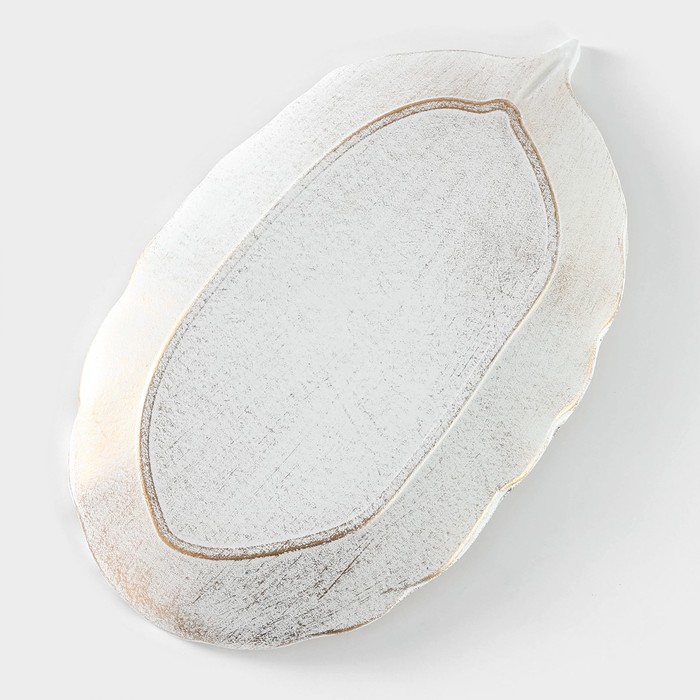 Блюдо для фруктов Доляна &laquo;Золотой лист&raquo;, 30&times;18&times;2 см, цвет белый