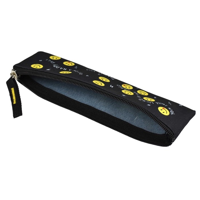 Пенал мягкий, 1 отделение, 60 х 200 мм, плоский, Феникс Пенал мягкий, 1 отделение, 60 х 200 мм, плоский, Феникс "Смайл" чёрный 65311