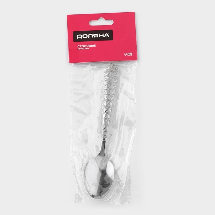 Набор ложек чайных из нержавеющей стали Доляна &laquo;Ромб&raquo;, без золота, длина 15 см, 6 шт, цвет серебряный
