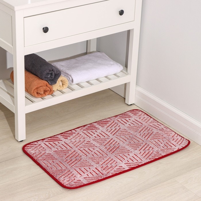 Коврик для ванной светящийся в темноте &laquo;Светящиеся грани&raquo;, 50&times;80 см, цвет бордовый