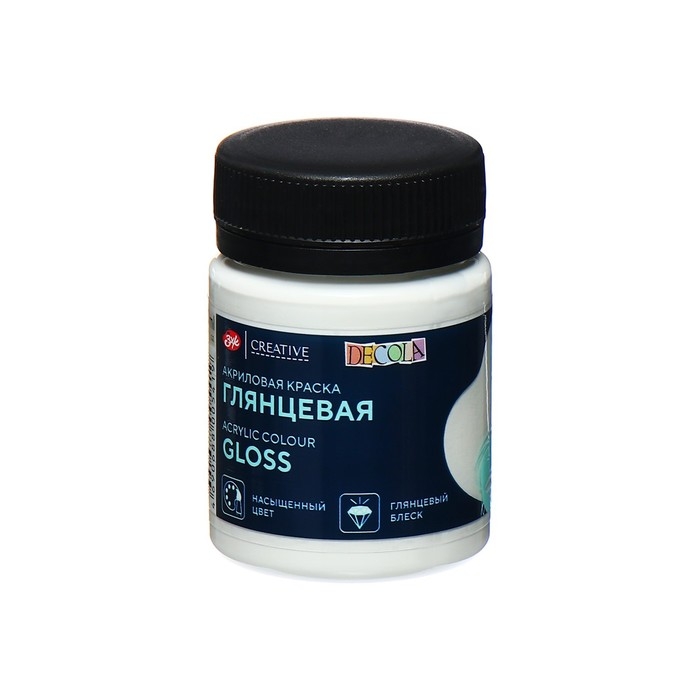 Краска акриловая глянцевая 50 мл, ЗХК Decola, белая, 2928104