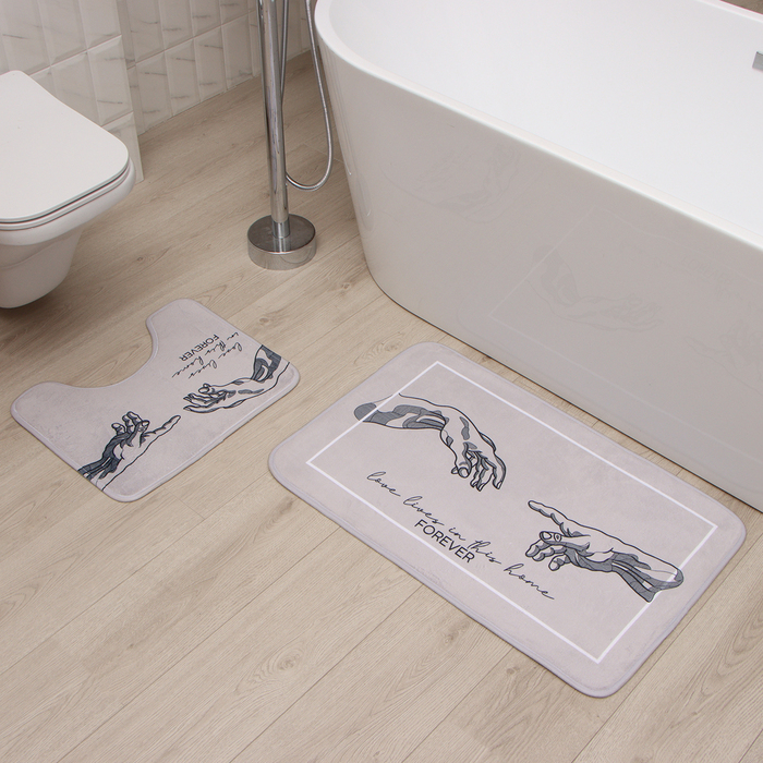 Набор ковриков для ванной Этель Набор ковриков для ванной Этель "Forever" 2 шт, 80х50 см, 50х40 см, велюр