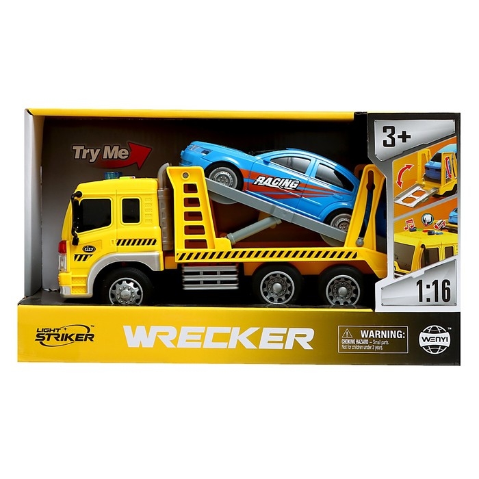 Грузовик инерционный «Эвакуатор», 1:16, с машиной, свет, звук Грузовик инерционный «Эвакуатор», 1:16, с машиной, свет, звук