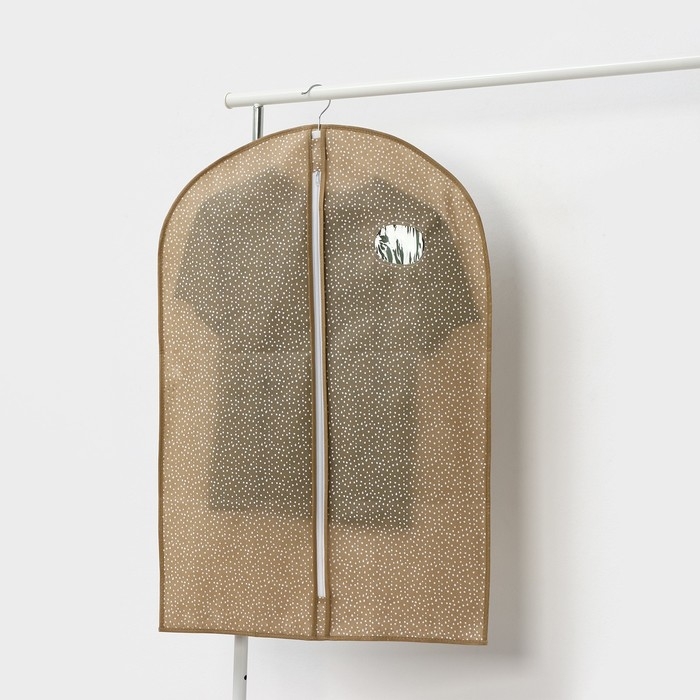 Чехол для одежды Доляна Points, ПВХ окно, 60&times;90 см, цвет бежевый