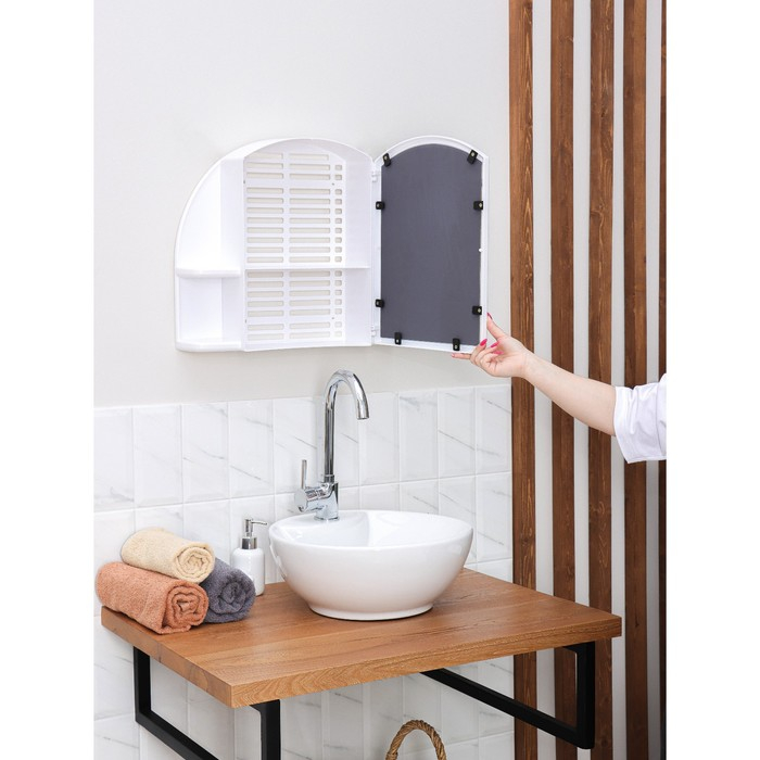 Шкафчик для ванной комнаты с зеркалом &laquo;Орион&raquo;, цвет снежно-белый