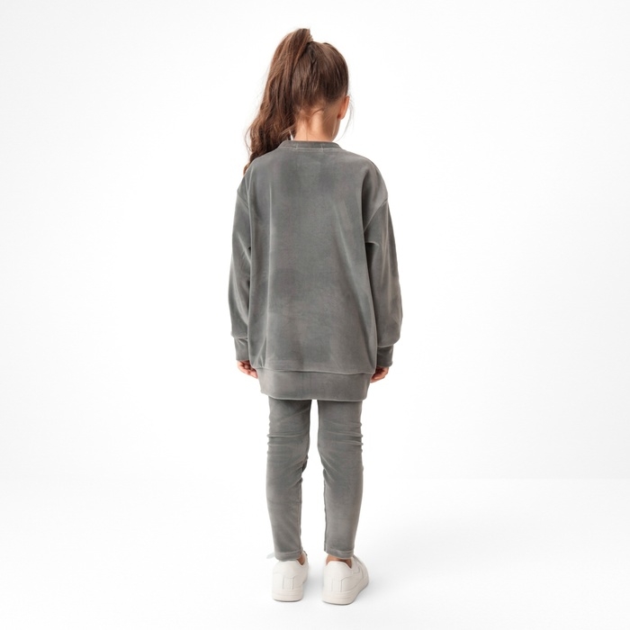 Костюм детский (свитшот, леггинсы) KAFTAN Plushy р.32 (110-116), серый