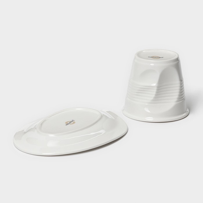 Чайная пара фарфоровая Magistro &laquo;Бланш&raquo;, 2 предмета: чашка 300 мл, блюдце, цвет белый