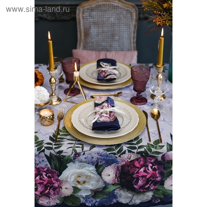Набор столовый &laquo;Этель&raquo; &laquo;Цветочный этюд&raquo;, скатерть 110 &times; 150 см, салфетки 40 &times; 40 см, 4 шт., хлопок 100 %