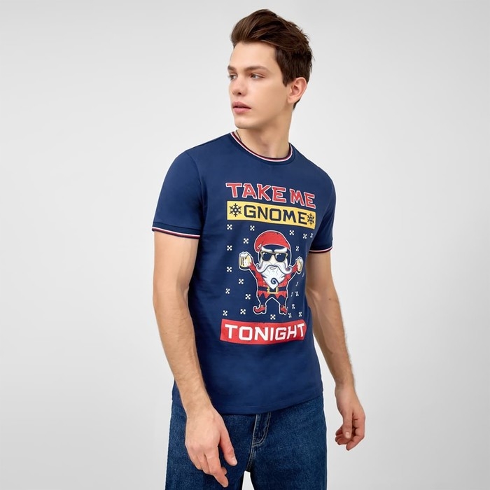 Футболка мужская новогодняя , цвет тёмно-синий, размер 50 Футболка мужская новогодняя , цвет тёмно-синий, размер 50
