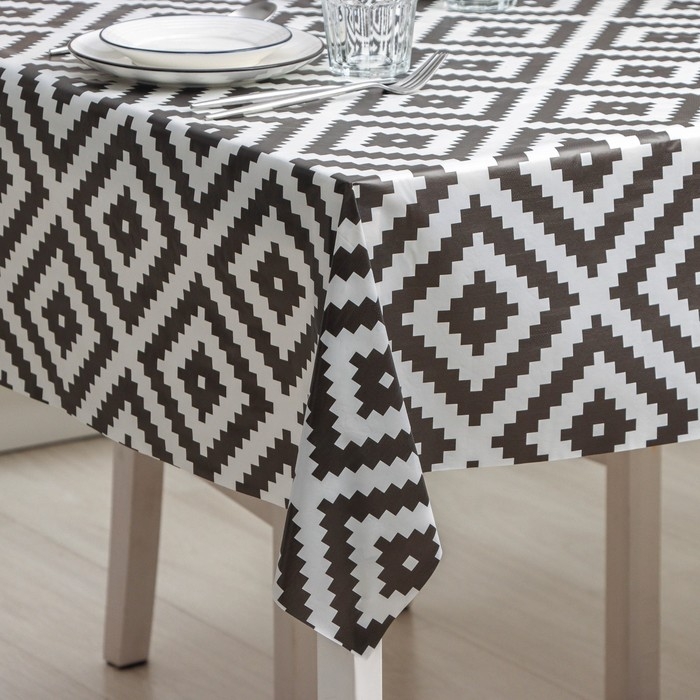 Клеёнка на стол на нетканой основе Доляна &laquo;Геометрия&raquo;, ширина 140 см, рулон 20 м, цвет белый