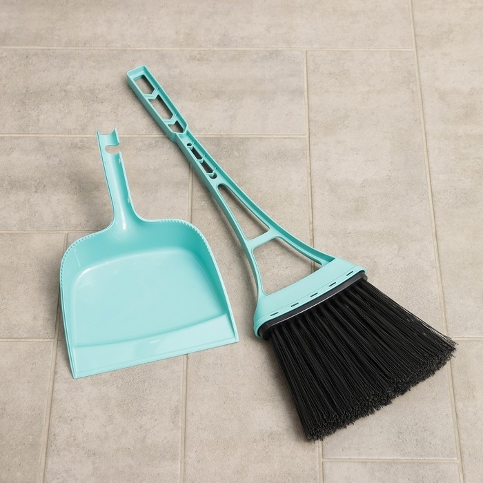Веник для пола с совком &laquo;Практик&raquo;, цвет бирюзовый