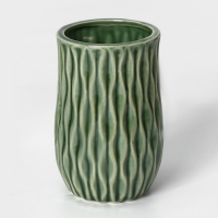 Набор аксессуаров для ванной комнаты Доляна &laquo;Волны&raquo;, 4 предмета (дозатор 340 мл, мыльница, 2 стакана 330 мл), цвет зелёный