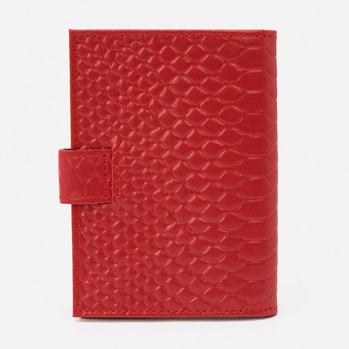 Обложка на кнопке, для автодокументов и паспорта, цвет красный