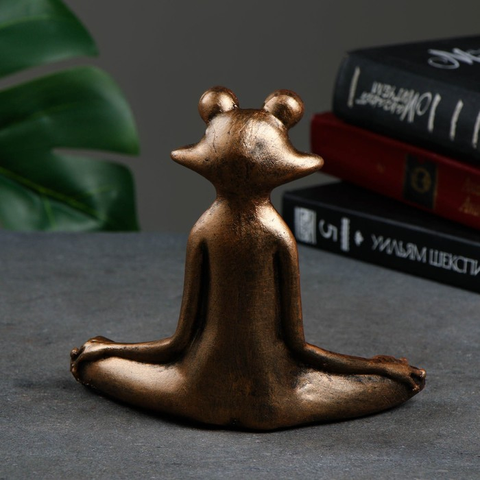 Фигура "Лягушка йог в позе лотоса" 16х16х6см, бронза