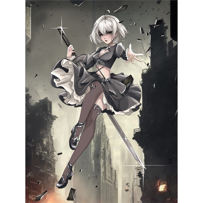 Алмазная мозаика с частичным заполнением на холсте «Девушка с клинком», 20 х 30 см Алмазная мозаика с частичным заполнением на холсте «Девушка с клинком», 20 х 30 см