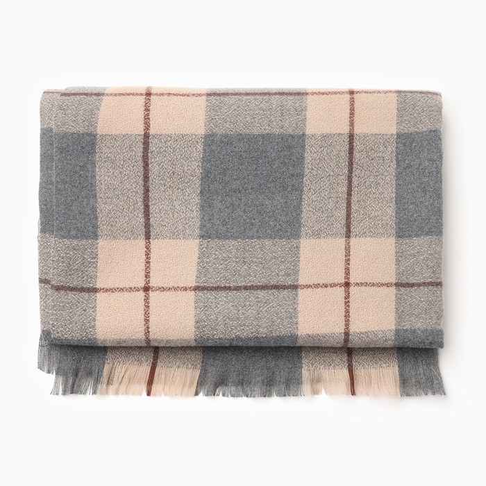 Палантин женский, цвет черный/бежевый, размер 70х180 см