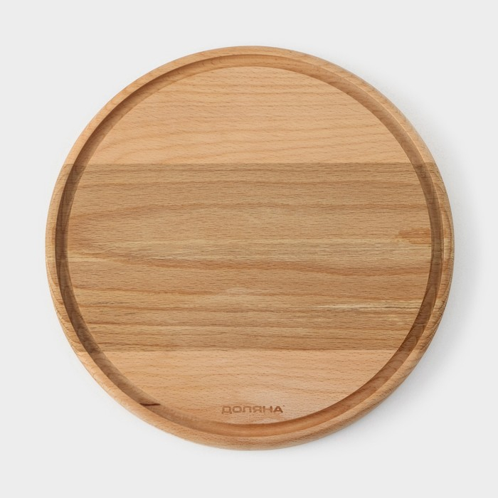 Доскa рaзделочнaя с кровостоком Премиум &laquo;Круглaя&raquo;, d=25 см, бук