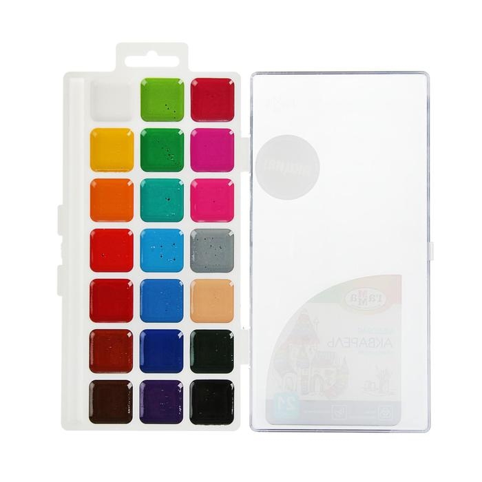 Акварель 21 цвет Гамма Акварель 21 цвет Гамма "Классическая", медовая, без кисти, пластик