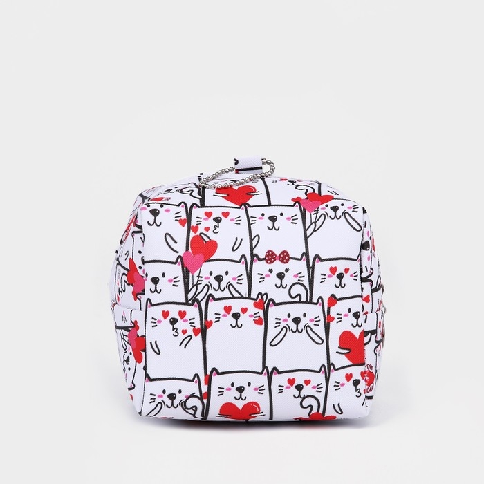 Косметичка-монетница на молнии, цвет белый/красный