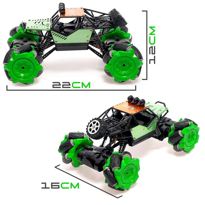 Машина радиоуправляемая &laquo;Джип-акробат&raquo;, 4WD, управление жестами, работает от аккумулятора, цвет зелёный