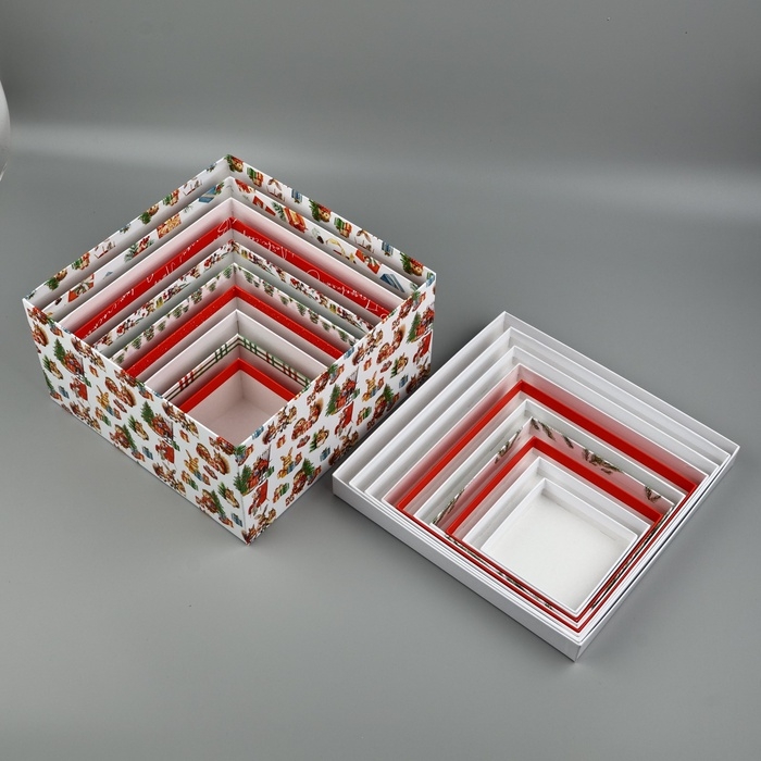 Набор новогодних подарочных коробок 10 в 1 &laquo;Уютный Новый год&raquo;, 10 х10 х 6&ndash;28 х 28 х 15 см, Новый год