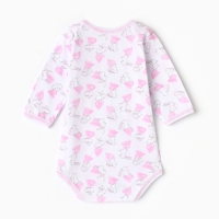 Боди детское с длинным рукавом, цвет белый/зайки, рост 68