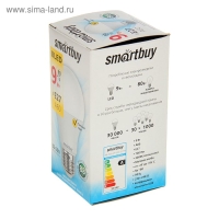 Лампа cветодиодная Smartbuy, E27, A60, 9 Вт, 3000 К, теплый белый свет