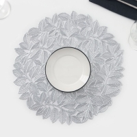 Салфетка сервировочная на стол Доляна «Листья», d=38 см, цвет серебро Салфетка сервировочная на стол Доляна «Листья», d=38 см, цвет серебро