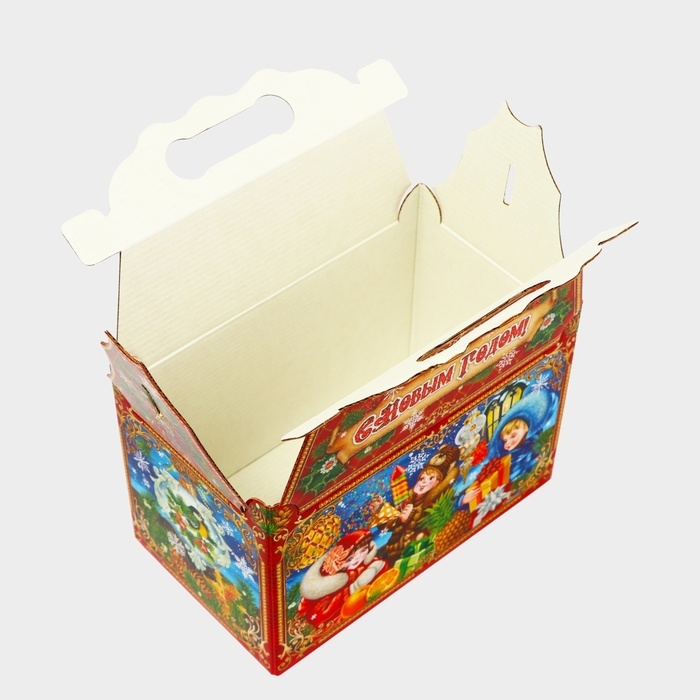 Новый год. Подарочная коробка новогодняя Ларец Новый год. Подарочная коробка новогодняя Ларец "Дети в красном" 21,2 х 12,3 х 22,6 см.