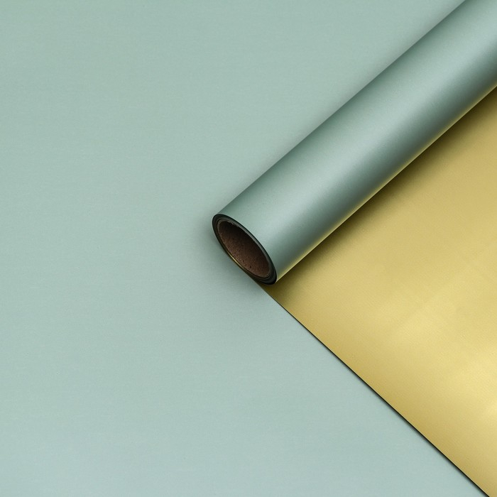 Пленка для цветов Пленка для цветов "Пленка с золотом", цвет серо-зелёный, 58 см х 5 м